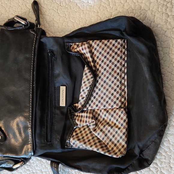 Giani Bernini Geuine Leather Multi Compartment Gingham Plaid  Crossbody Bag Boho - Picture 10 of 16